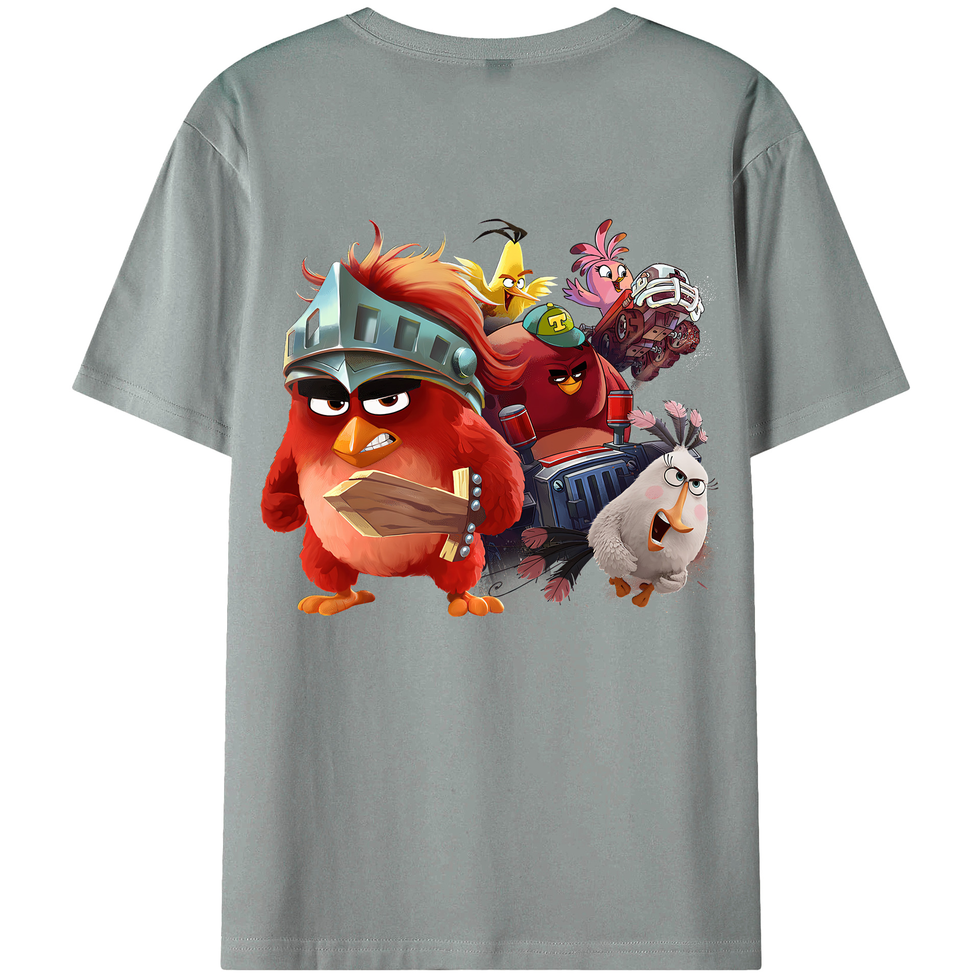 （画像用） Angry Birds アングリーバード 綿100％ メンズ半袖Tシャツ（バックプリント） 通気性